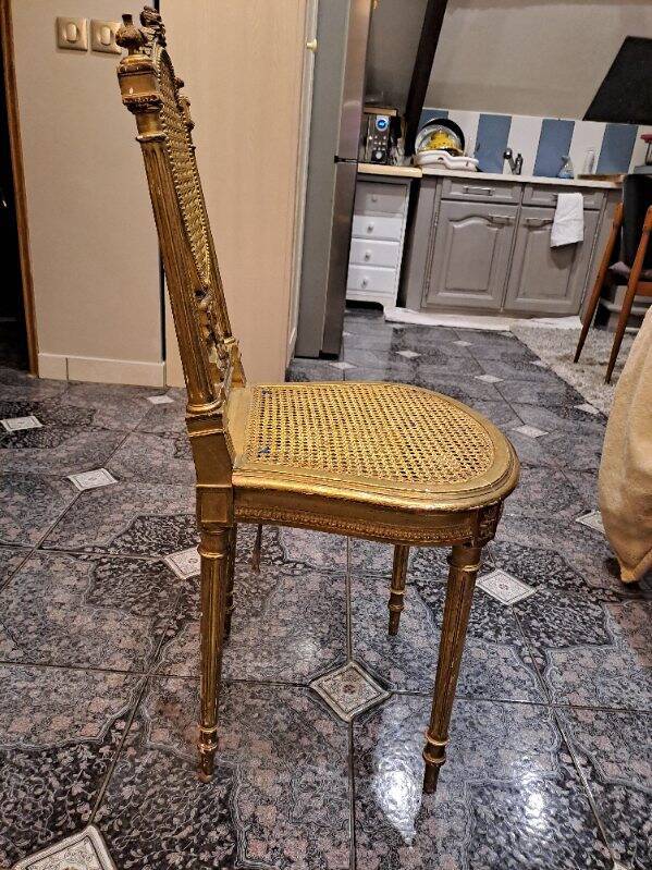 Napoleon III chair in gilded wood, Louis XVI style
