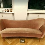 Sofa chaise sculptural Arc asymmetrical Swedish 50s/60s