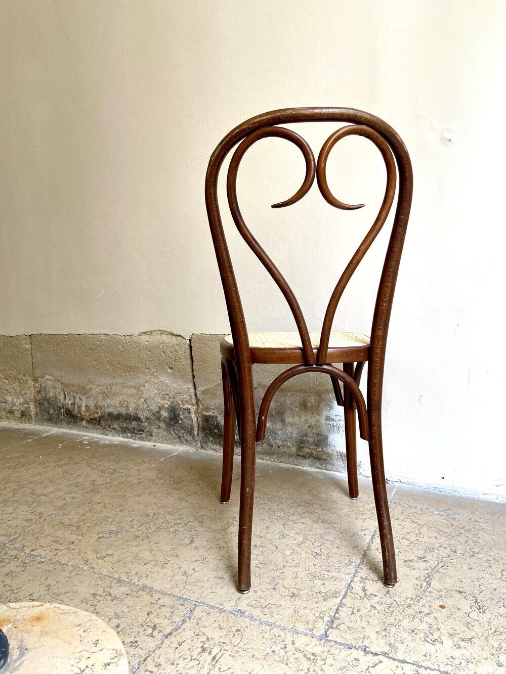 Bistro chair heart in arched beech and canning