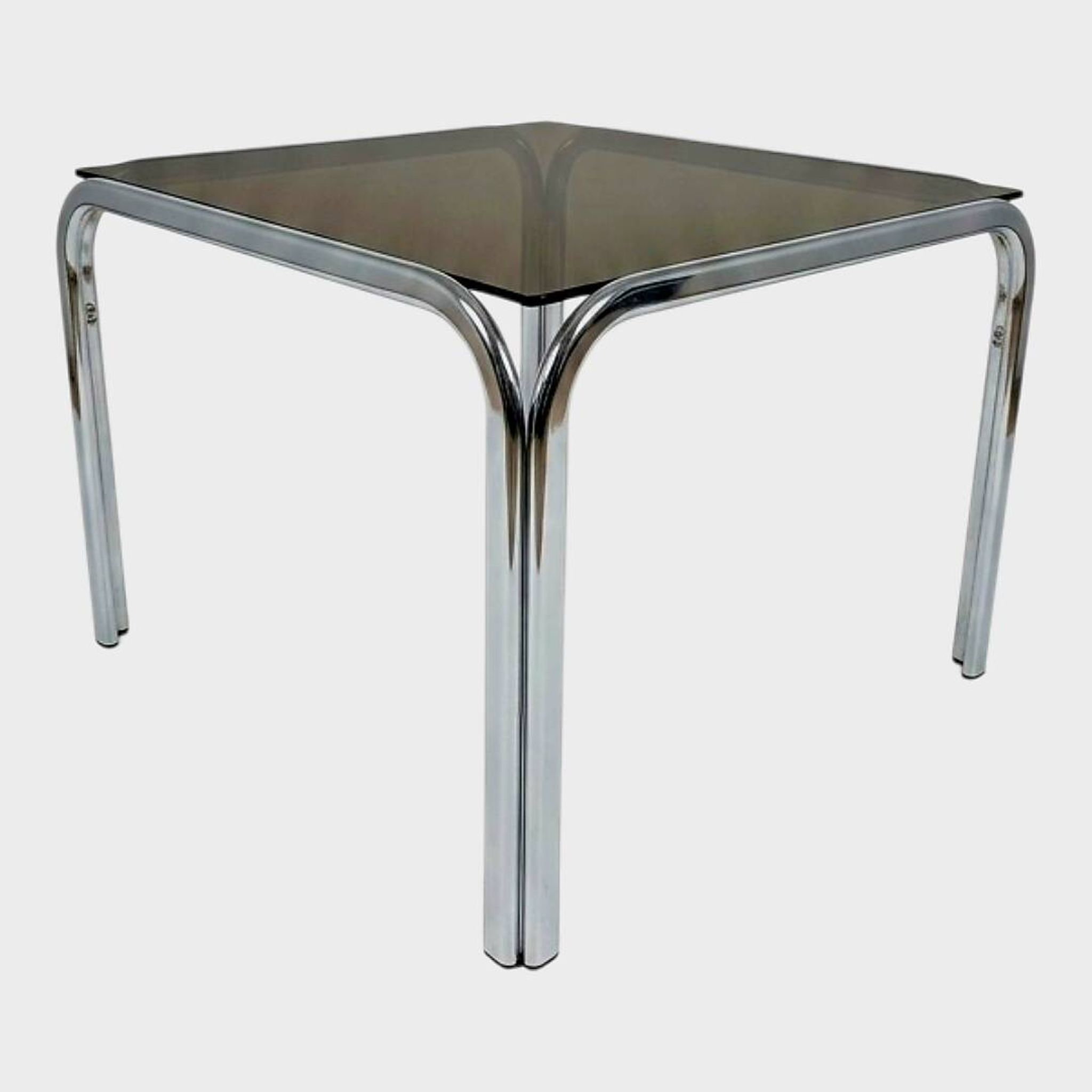 Vintage 70s coffee table - Chrome & smoked glass