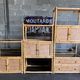Bookcase, cannage in 3 modules and smoked glass trays - 70s