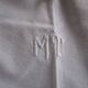 Antique cotton sheet: 300x210cm - monogrammed M.T - drawn thread embroidery