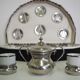 Silver and tin coffee set, 1970s, set of 25
