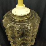 Suspension globe verre moulé abat jour 14 cm ancien vintage