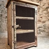 Rare French industrial military cabinet – Air Ministry, 1956 – Metal storage with oak top and wooden shelves