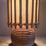 Old vintage Louis Sognot rattan lamp from the 50s and 60s