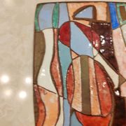 Isaac Lane Muse, brass and enamel plaque.