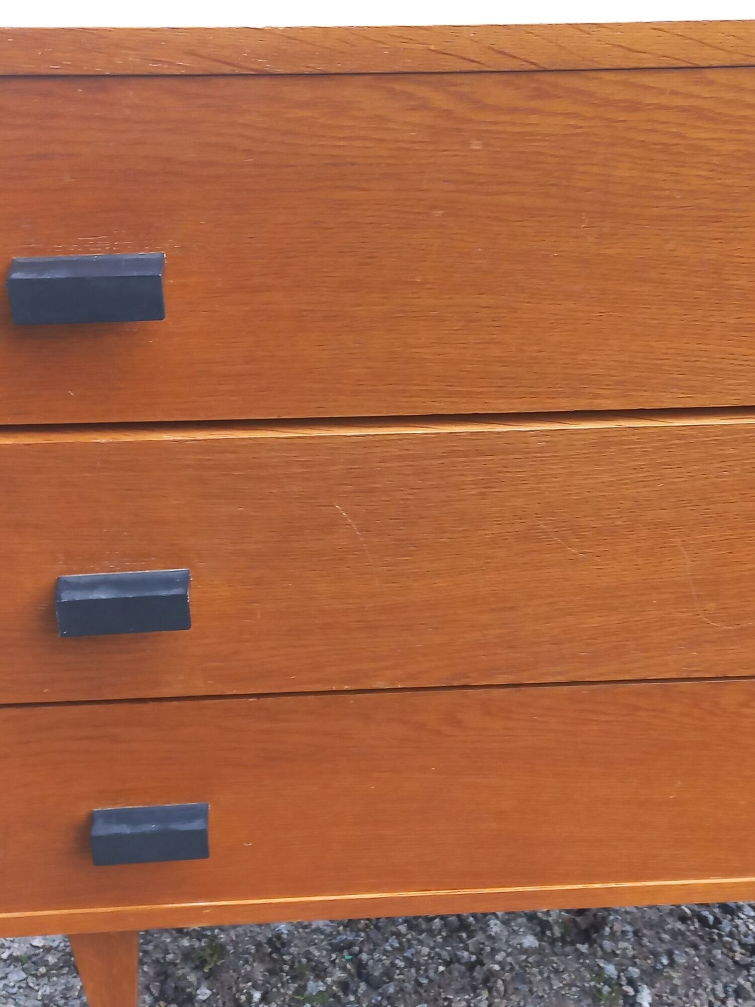 Vintage chest of drawers in gilded oak from the 50s 3 drawers feet bobbin