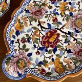 Soupière et plat Gien décor Pivoines, XXe siècle