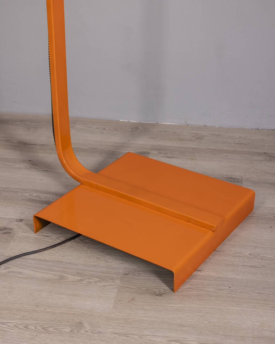 Vintage Space Age Italian Orange Metal and Acrylic Glass Floor Lamp, 1970s
