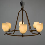 Mid-century chandelier by drevo humpolec, 1960s