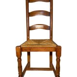 Set of 6 solid wood chairs with straw seat - Rustic style