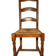Set of 6 solid wood chairs with straw seats - Rustic style