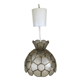 Suspension nacre laiton en forme de fleurs 1960