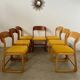 Set of 7 Baumann sled chairs in wood and mustard yellow fabric, 1960s