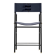 Timeless bar stool with a navy blue leather backrest and black metallic rubber.