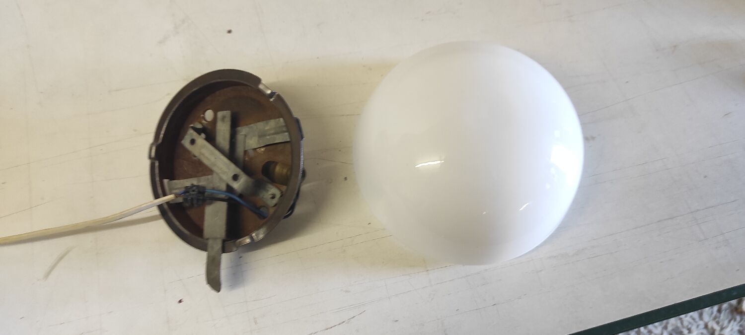 Ceiling light or globe wall lamp opaline diameter 20 cm - mid 20th century