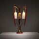 Biomorphic table lamp by Masjestic Lamp.Co USA walnut and brass 1960