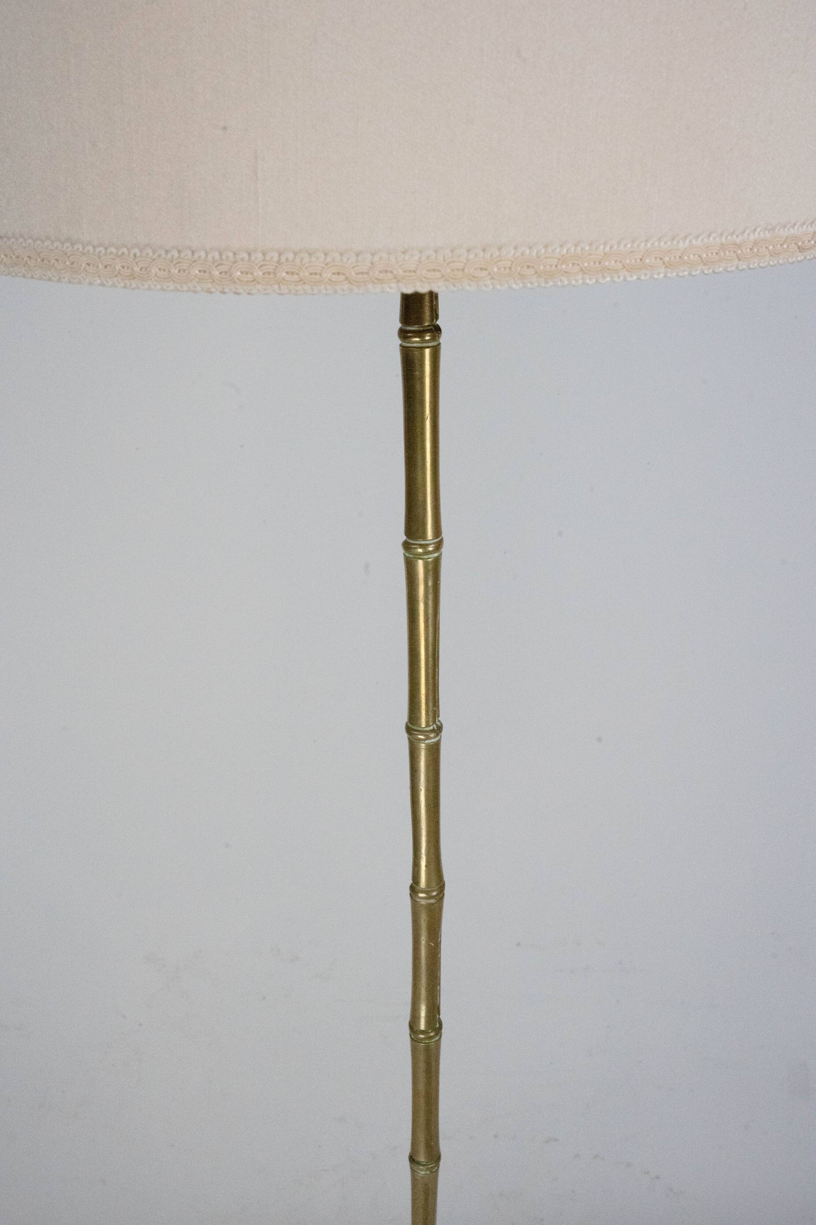 Mid-Century Italian Solid Brass Faux Bamboo Floor Lamp, 1960s