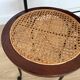 Tabouret canné Grange en fer forgé et bois massif