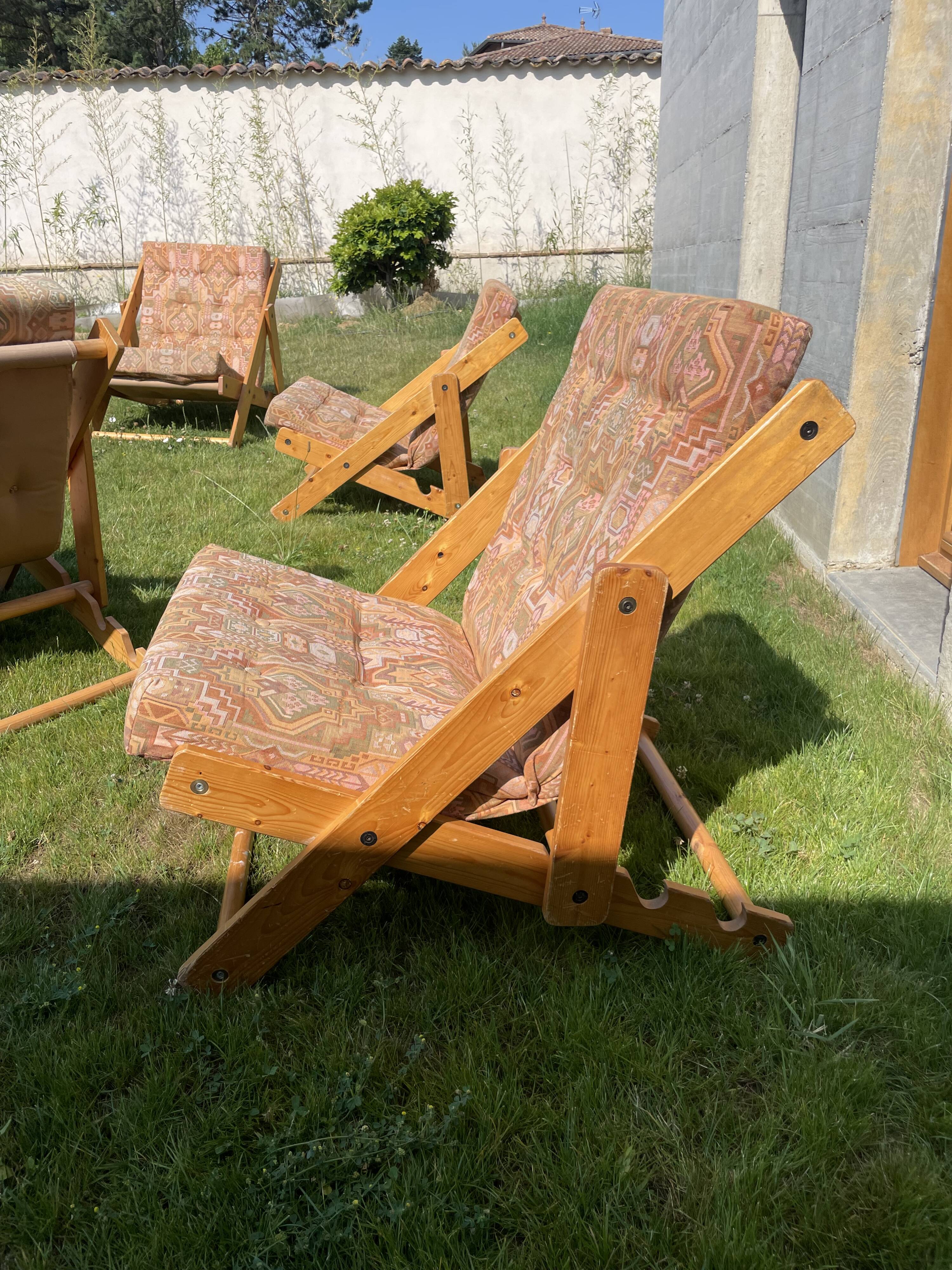 Lot 4 transats en pin Fatöli Kontiki Ikea 1970