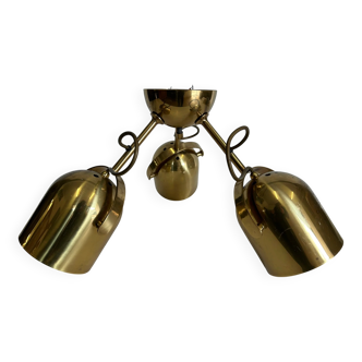 Brass ceiling light with 3 adjustable spotlights by Florian Schulz, Germany, 1970s