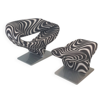 Ribbon Chair With Ottoman by Pierre Paulin for Artifort, 1990's