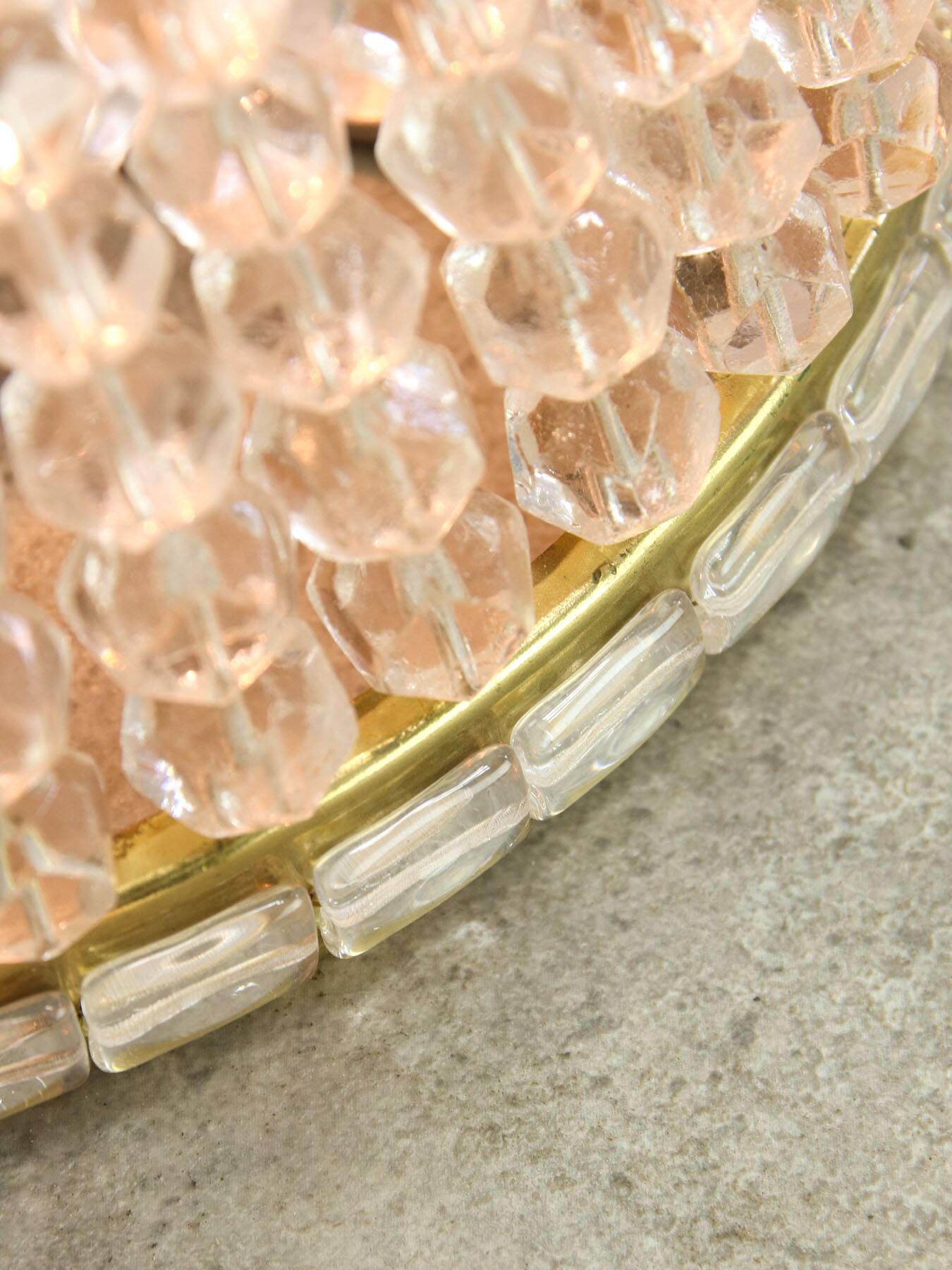 Mid-Century Czech Crystal and Brass Wall Lamp in Brass, 50s, set of 2