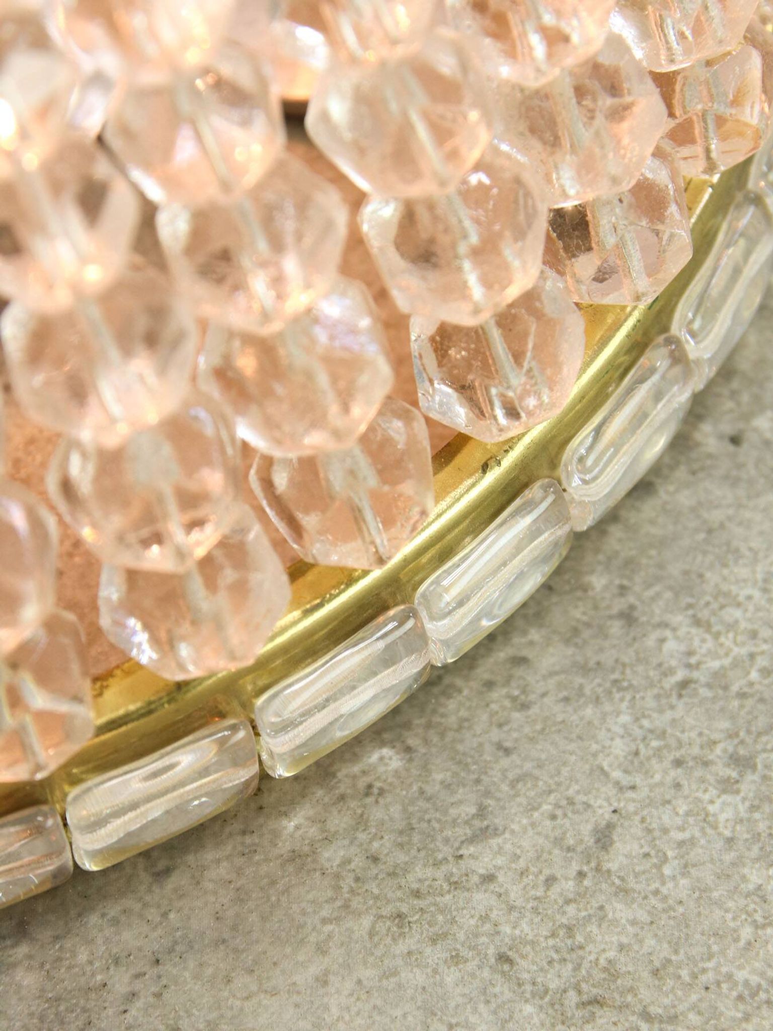 Mid-Century Czech Crystal and Brass Wall Lamp in Brass, 50s, set of 2
