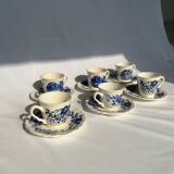 Vintage tea or coffee service Sarreguemines model Romantic 6 pieces cups and under cups