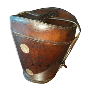 Malle étui en cuir à double chapeaux