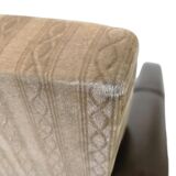 Vintage brown faux leather armchair / retro club chair on wheels