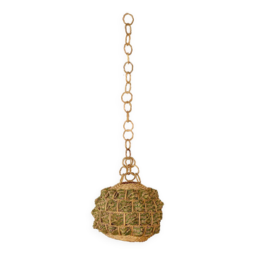 Suspension vintage en corde et en osier