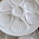 6 vintage white earthenware oyster plates
