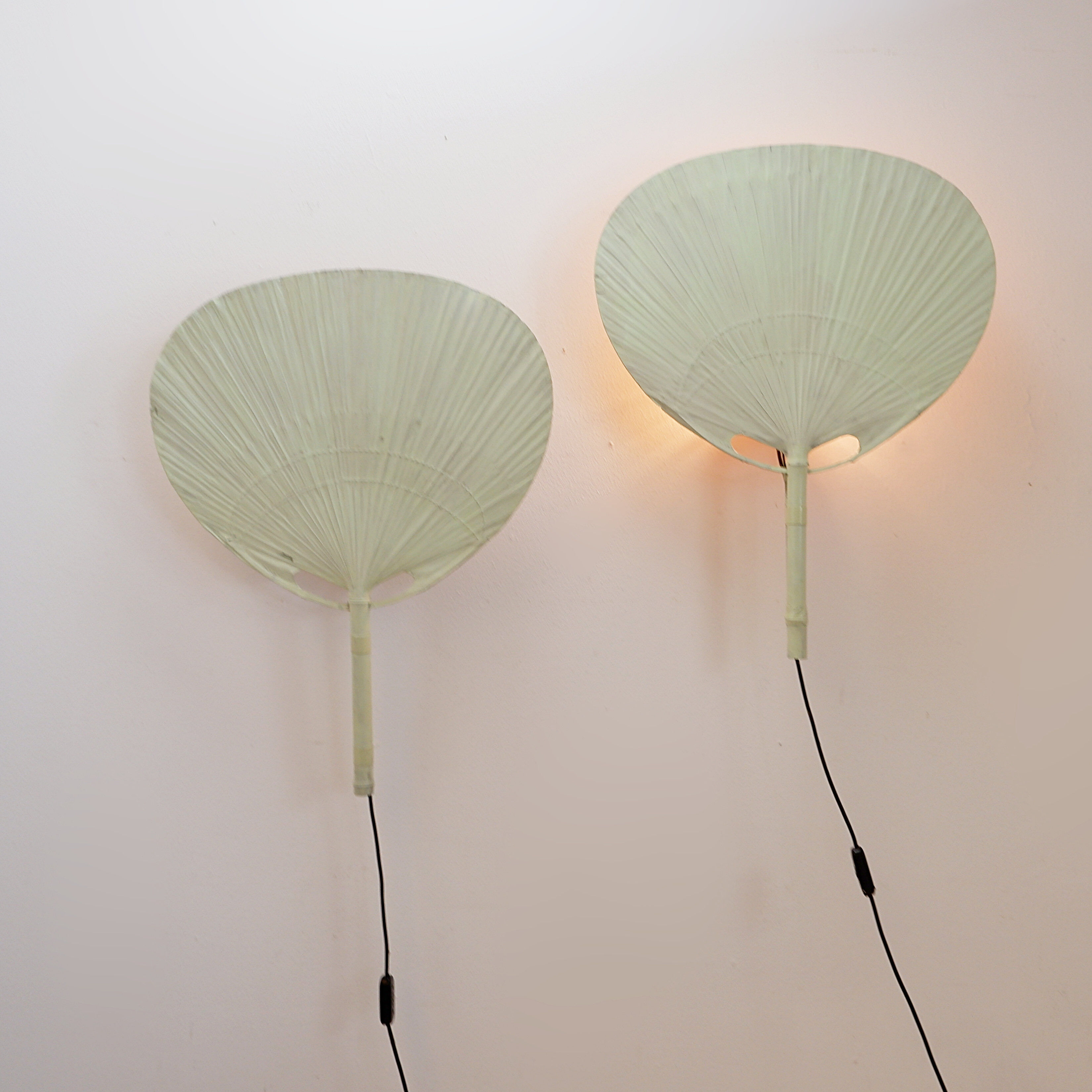 Pair of Uchiwa III wall lights by Ingo Maurer for M Design, 1970s