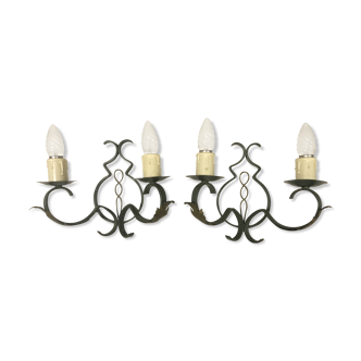 Pair of gilded metal wall sconces