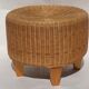 Vintage dutch rattan round stool 1980