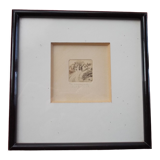Miniature etching, bertheleme 1983: old village of lothay finistère bretagne 29 signed numbered