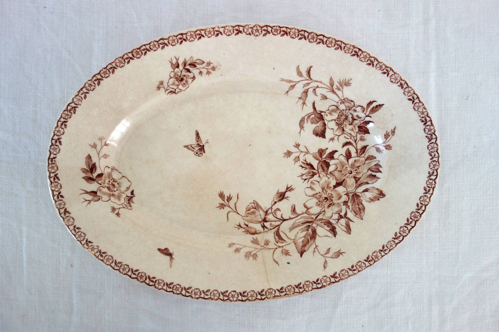 2 ironstone serving dishes Gien model Mai circa 1900