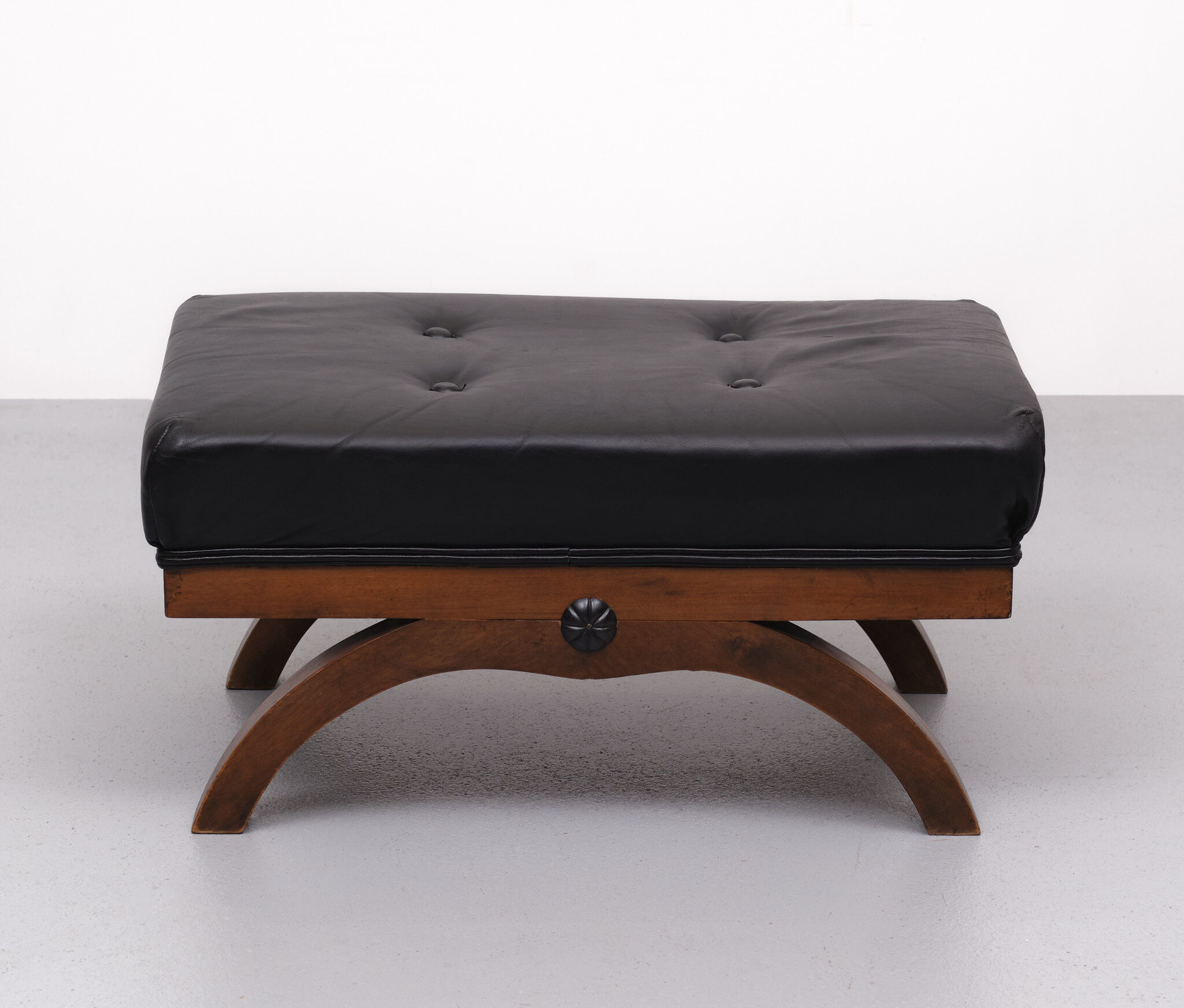 Black Leather Ottoman 1920s England