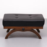 Black Leather Ottoman 1920s England