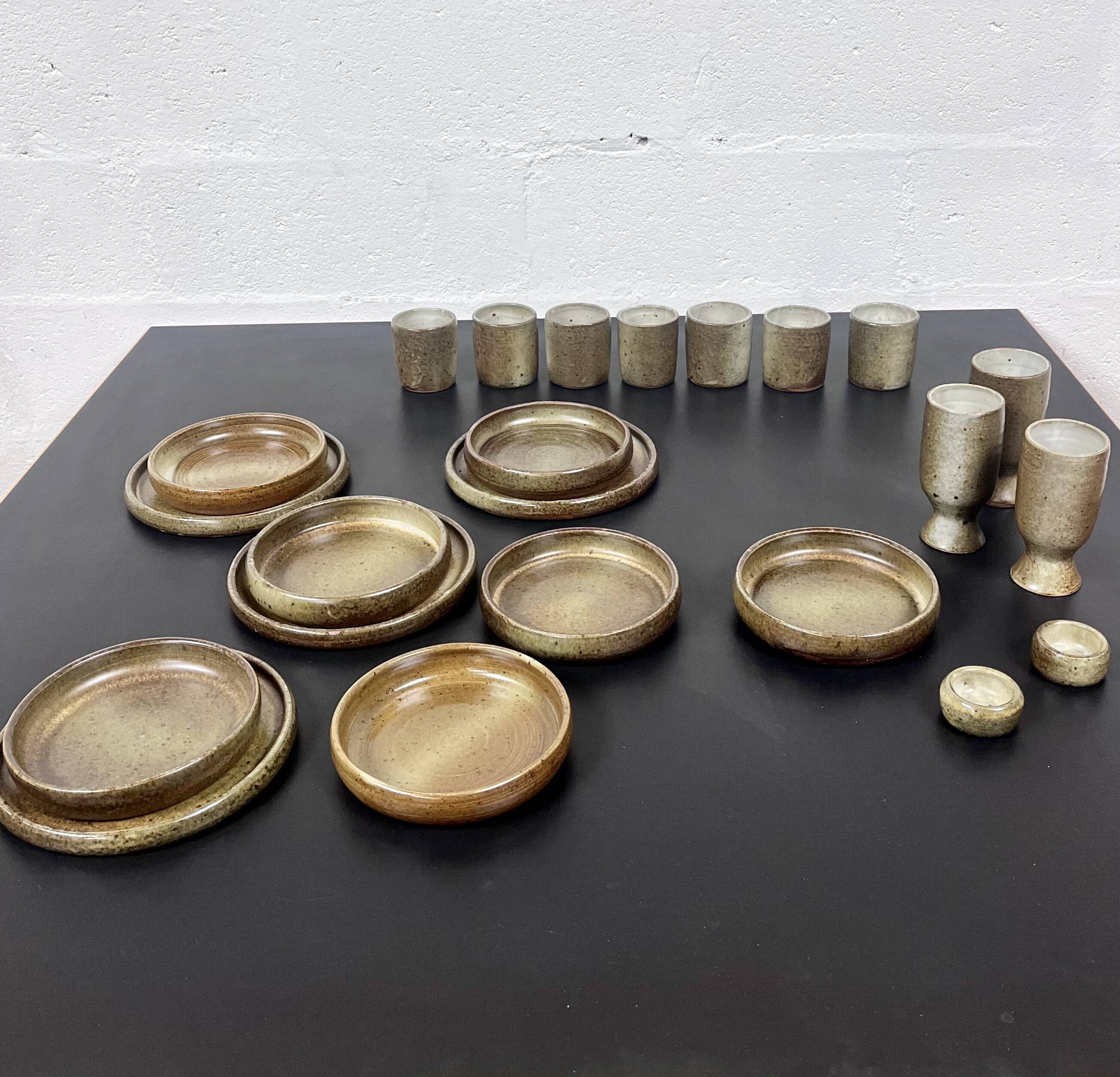 Pyrité stoneware dinner service, La Borne, 1970s