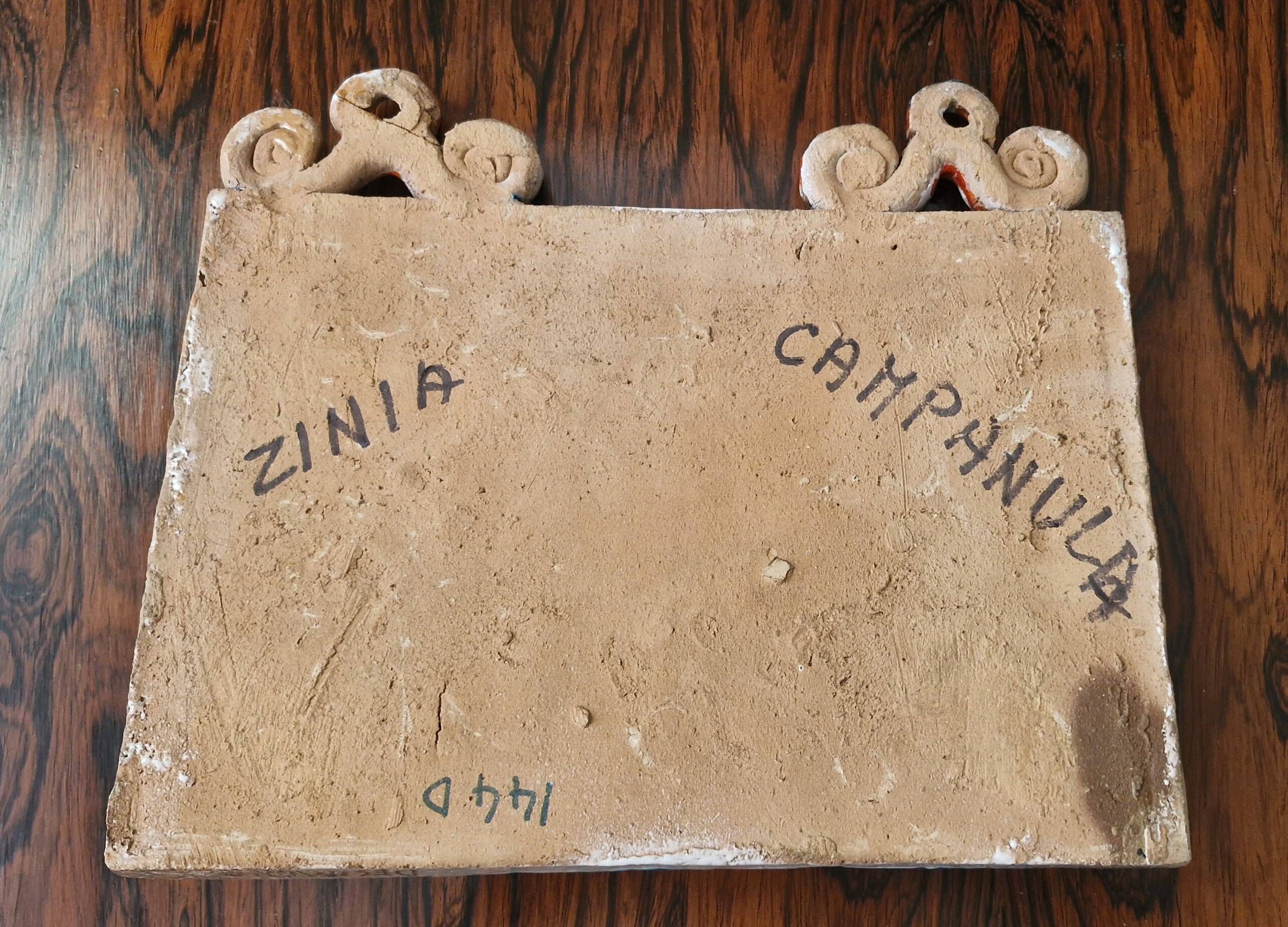 Art ceramic, towel holder with floral decoration signed Giovanni Desimone.
