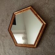 Vintage hexagonal bohemian chic mirror in gilded wood