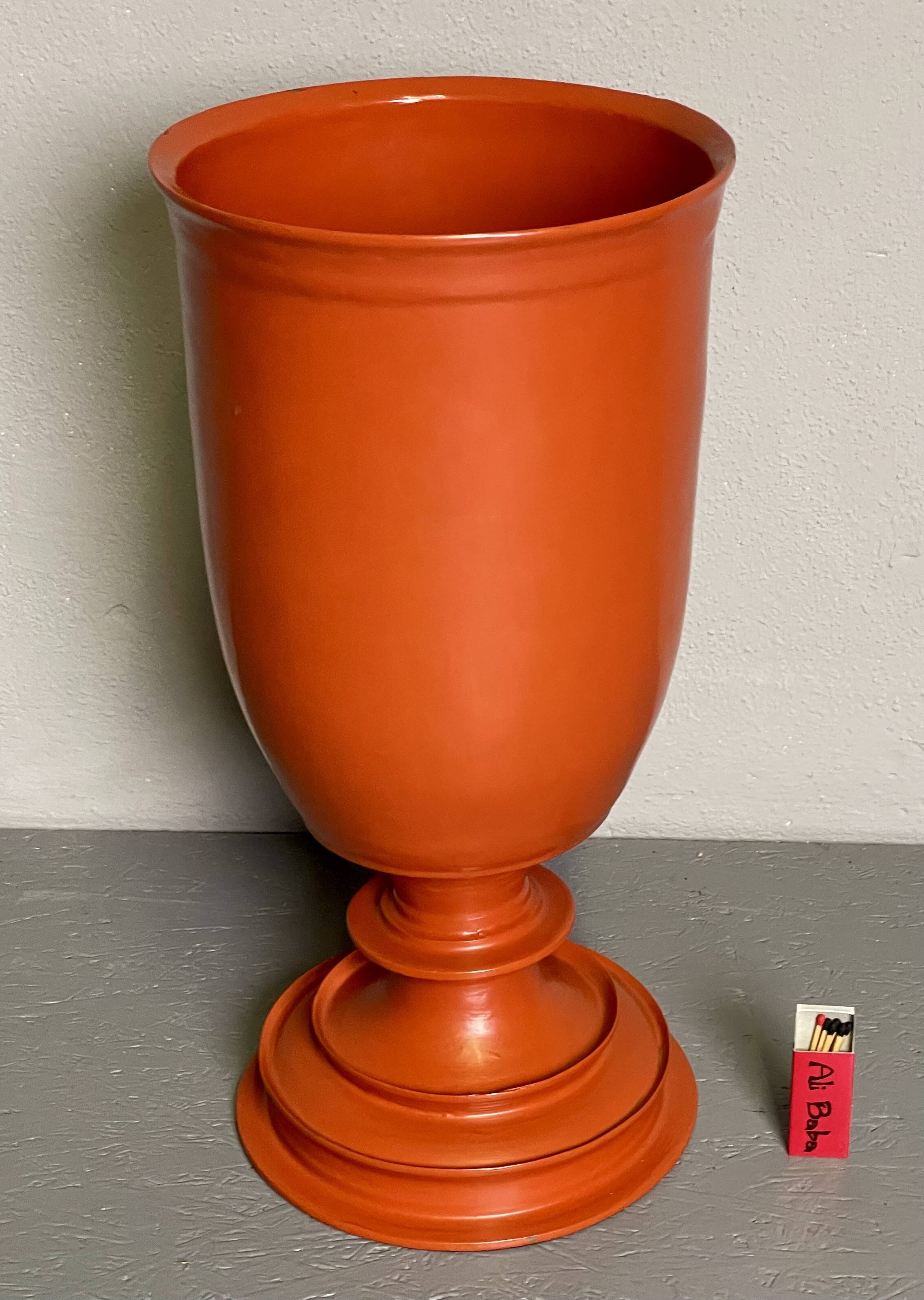 Large Decorative Orange-Red Vase