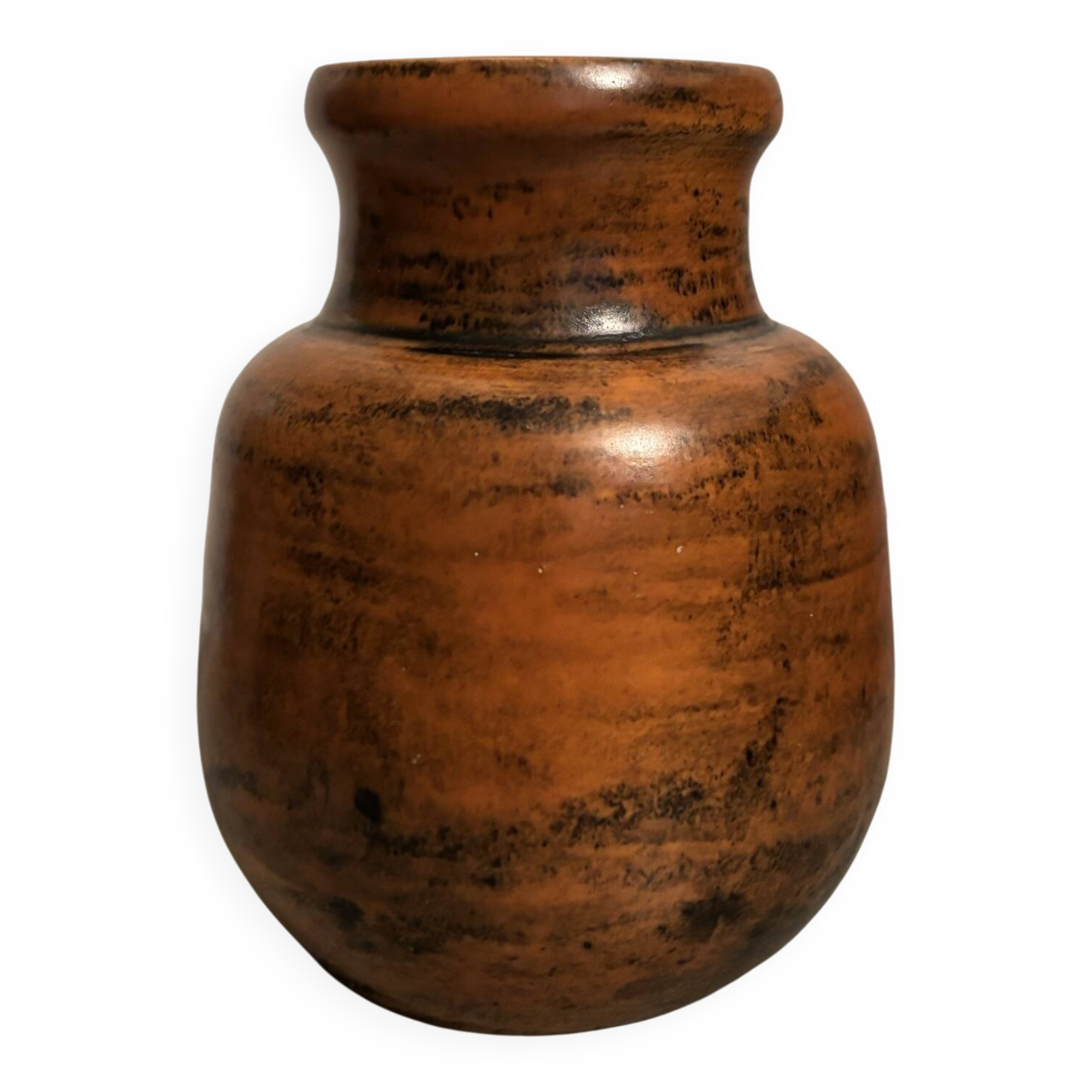 Jacques Blin vase black orange circa 1970 perfect condition vintage ceramic