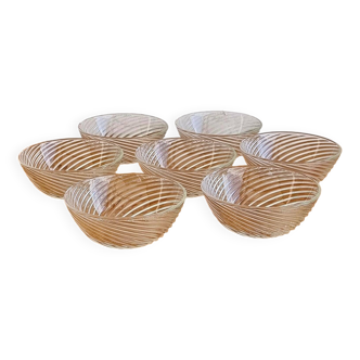 Set of 7 vintage Duralex glass bowls
