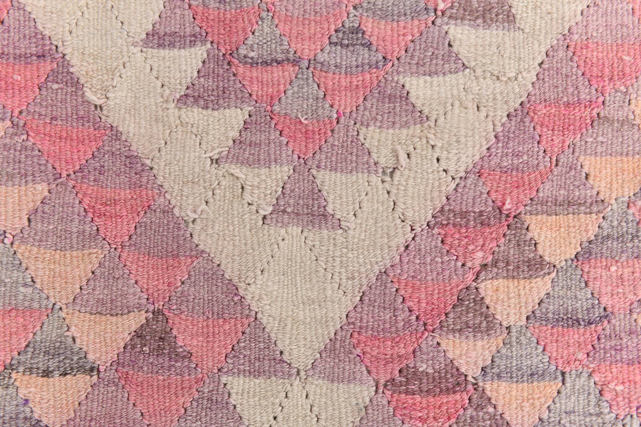 3x12 Pink Purple Kilim Runner Rug 84x347Cm