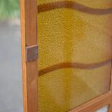 Armoire bois art déco avec vitre cathédrale, meuble de rangement bois, armoire vintage, déco