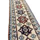 Baby Blue and Beige Long Vintage Hallway Runner